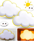 2 Pack Cloud Night Light Plug In Wall LED With Warm Sensor Soft Glow Cute Nursery Lamp For Bedroom And Hallway Baby Safe Nightlight Auto Nightlight For Adults And Elderly Cloud Yellow