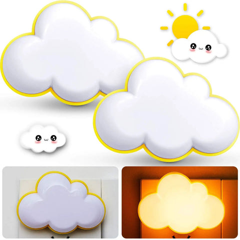 2 Pack Cloud Night Light Plug In Wall LED With Warm Sensor Soft Glow Cute Nursery Lamp For Bedroom And Hallway Baby Safe Nightlight Auto Nightlight For Adults And Elderly Cloud Yellow