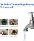 DIY uses of Heavy Duty Broken Pipe Thread Extractor Tool For Half Inch, Three Quarter Inch, And One Inch Pipes with faucet images