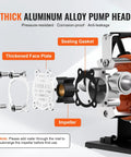 Portable Electric Water Transfer Pump 360 GPH 46 Ft Max Head 115V Utility Pump With Hose Kit explosion view of thick aluminum alloy parts