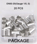 Twenty Piece One Zero Gauge Copper Wire Ferrules With Matte Tin Plating For Electrical Wiring, Pro Grade High Conductivity Copper, Durable Pin Terminals For Auto, Marine, DIY Projects And Heavy Duty Electronics, 20 pcs in box