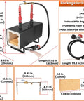 Beefy Portable Propane Gas Forge With Double Burner 2600F Forging Furnace, detailed dimensions, and included accessories.