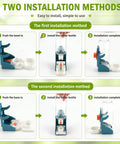 Two installation methods for No Sweat Bird Feeder And Water Dispenser Duo For Small Parrots with clear steps diagram.