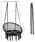 Macrame Hammock Chair Swing With Cushioned Seat And Hardware Kit For Indoor Outdoor Chill, Supports Up To 330 Lbs