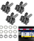 Fresh Hand Style License Plate Screw Kit Stainless Steel Finger Fastener Bolts For Cars Trucks And Vehicles Black 4 Piece Badge Holder Mounting Set Upgrade with black fasteners and washers.