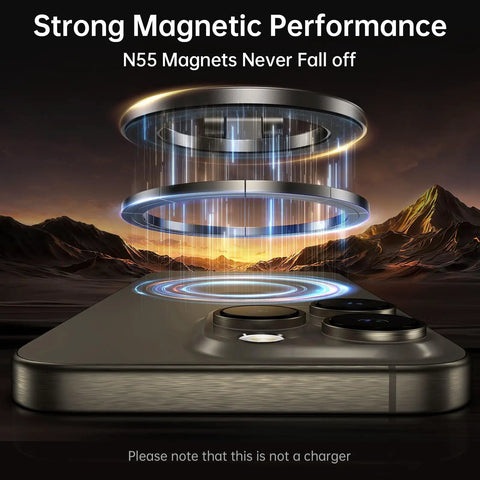 All Metal MagSafe Car Mount For Dashboard And Tesla Screen showcasing strong N55 magnetic performance with iPhone compatibility