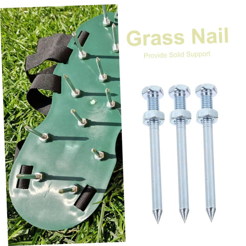 Ten Piece Lawn Aerator Shoes With Metal Spikes For Deep Soil Aeration And Healthier Grass Growth, shown with spare spikes
