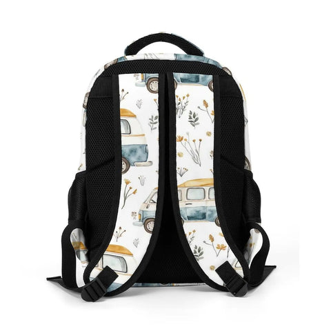 Travel Laptop Backpack For Weekend Road Trips And Daily Commute Road Trip Ready Durable Polyester with van pattern back view