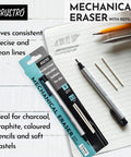 Pro Grade Mechanical Retractable Eraser With 2.3mm Ultra Fine Tip, 5 Refills And Plastic Holder, Clean, Precise Erasing For Technical Drawings