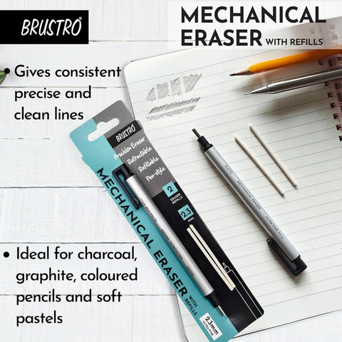 Pro Grade Mechanical Retractable Eraser With 2.3mm Ultra Fine Tip, 5 Refills And Plastic Holder, Clean, Precise Erasing For Technical Drawings
