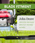 Beefy High Lift Lawn Mower Blade For 42 Inch Deck shown with a mower, fits D105 D110 LT160 LA135 Z225 replaces AM141034 AM141032 AM154062 AM137327 AM154061 2 Pack.