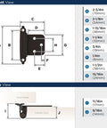 Variable Overlay Self Close Cabinet Hinges Oil Rubbed Bronze detailed dimensions and views for installation guidance.