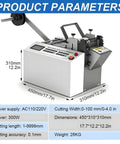 Top Quality Automatic Heat Shrink Tube Cutter With Micro Computer Control And Zero Point One Mm Accuracy showing product parameters and dimensions.