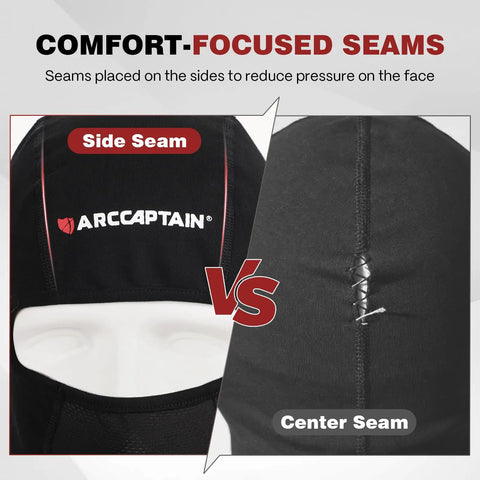 Comparison of side seam vs center seam on Flame Resistant Balaclava For Welders And Industrial Work 7oz Arc Rated CAT2 NFPA 2112.