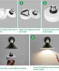 Installation steps for No-Hassle Remote Control Screw-In Puck Lights For E26 Bases, 2-Pack Battery Powered Puck Lights.