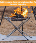22 Inch Outdoor Folding Fire Pit For Camping And Backyard Fun, Upgraded 304 Stainless Mesh BBQ Fire Bowl With Heat Resistant Mat