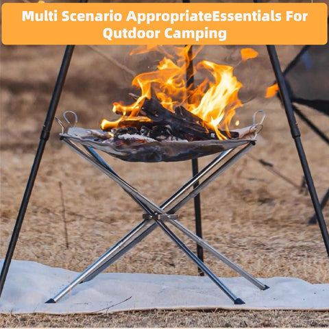 22 Inch Outdoor Folding Fire Pit For Camping And Backyard Fun, Upgraded 304 Stainless Mesh BBQ Fire Bowl With Heat Resistant Mat