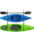 Double Kayak Rack for Wall or Ceiling Mounts with Adjustable Straps Hang Two Kayaks and Paddles Off the Floor Perfect for Surfboards Paddleboards SUPs and Canoes Easy Space Saving Storage Solution with two kayaks