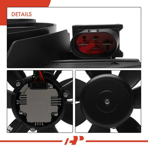 Straight Shot Drop Dead Easy Swap Engine Radiator Cooling Fan Assembly For Audi A3 TT VW Beetle CC EOS Golf 2006 to 2019 detailed view.