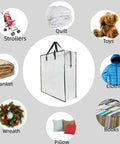 Grab-And-Go Storage Bags With Zipper And Handles for organizing blankets, quillts, toys, wreaths, pillows, strollers, clothes, books.