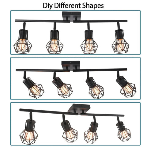 Get Your Kitchen Looking Fresh With These Adjustable Industrial Black Track Lighting Fixtures That Rotate Fully For Perfect Ceiling Lighting In Living Room Dining And Hallway Spaces with multiple DIY shapes