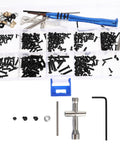 Zero Drama Rc Car Screw Repair Kit With Super Tough Storage Case Rust Proof Mini Fasteners For Remote Control Hobbyists, assorted screws and tools in a clear organizer.