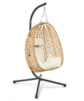 Egg Chair With Stand Outdoor Patio Wicker Hanging Chair Hammock Swing Seat Cozy Ergonomic Design With Thick Cushion 350 Lbs Capacity