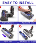Installation steps for Cordless Vacuum Head Replacement For V7 V8 V11 V15 Animal V10 Cyclone series with anti tangling brush roller.