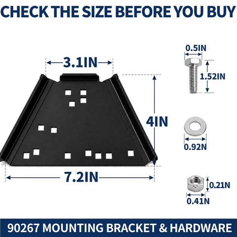 Quick Release Bench Plate Kit For Lee Precision Reloading Press with 90267 mounting bracket dimensions and hardware.