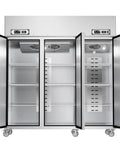 Inside view of Plug And Play Commercial Refrigerator Freezer Combo 72 Inch Upright Fridge and Freezer with adjustable shelves.