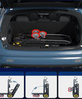 Heavy Duty 400W 500W Electric Stair Climbing Dolly With Motorized Wheels Handles 440 Pounds folded in car trunk.