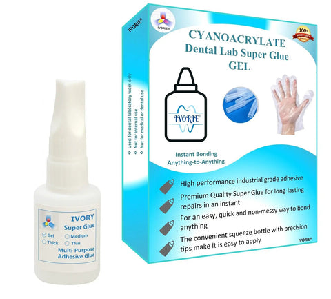 Pro Grade Dental Lab Super Glue Adhesive Gel For Fast Instant Bonding Of Dental Tools And Accessories, 1 oz bottle with box
