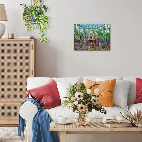 Greenhouse Mornings 500 Piece Jigsaw Puzzle For Adults Featuring Parrots Among Palms In A Sunlit Conservatory, A Bright, Relaxing Brain Teaser For Cozy Nights And Weekend Kickbacks