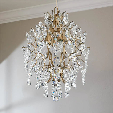 Modern Crystal Chandelier Pendant Light With 1 E26 Socket, Adjustable 59 Inch Chain, Brass Gold Finish, Ideal For Living Room Or Dining Area, Sparkling Clear Crystals And Pendants For Wow Worthy Luxe Glam Vibe