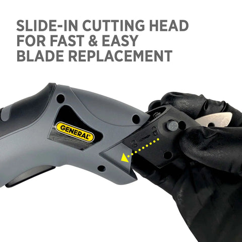 Cordless Electric Craft Scissors With Two Blades And Charger One Button Operation showing blade replacement mechanism