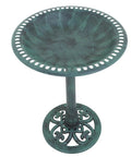 28 Inch Pedestal Bird Bath With Scalloped Bowl Vintage Outdoor Garden Decor Green Resin Weatherproof And Lightweight Backyard Accent That Attracts Birds, Easy Setup, Frost Resistant