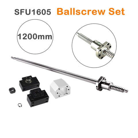SFU1605 1200mm Ball Screw Assembly With RM1605 End Machined BK/BF12 And DSG16H Nut Housing A Solid Workhorse For CNC Machines And 3D Printers Heavy Duty Precision Low Friction Quiet Long-Lasting Performance. 1200mm ballscrew set with end supports and nut housing