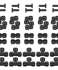 Pawfly 40-piece plastic drip irrigation fittings kit for 1/4 inch tubing; 10 tees, 10 couplings, 10 elbows, 10 end plugs