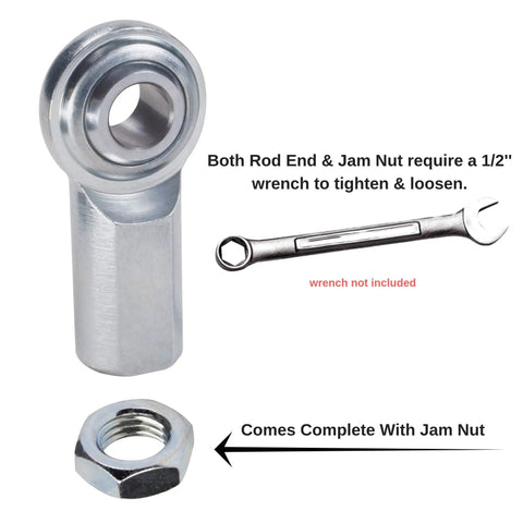 5/16 Inch Female Rod End With Jam Nut Featuring C1045 Steel And 52100 Chrome Joint For Steering Suspension Links, nut with joint