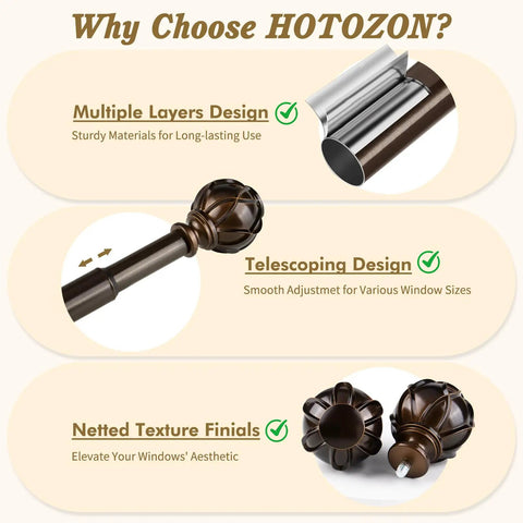 2 Pack Adjustable Curtain Rods 28 To 48 Inch Telescoping Drapery Rods With Netted Texture Finials In Antique Bronze design