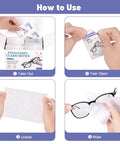 200-pack large eyeglasses cleaning wipes; individually wrapped, for glasses, cameras and phone screens.
