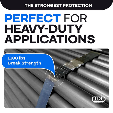 Heavy Duty Steel Strapping Coil, 1/2 Inch Wide, 0.020 Inch Thick, 200 Feet Long, 1100 Lb Break Strength, for heavy-duty applications