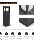 Go-To IP54 Waterproof Outdoor Bollard Path Light, 32-Inch Black LED Lamp, 3000K Warm White with construction details.