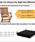 Guide to measure chair for Waterproof Outdoor Chair Cushions Set Of 2 19 By 19 Inches Replacement Seat Pads.