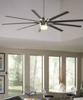 Odyn 72 Inch Indoor Outdoor Ceiling Fan Blades Set Of 9 In Black Finish installed in a modern living room.
