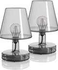 Transloetje Table Lamp Set in Gray with Transparent Glass Shell Edison Style LED Lighting for a Warm Ambient Glow