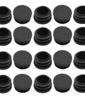 Twenty Pack Seven Eighths Inch Round Plastic Plug End Caps For Furniture Tubing Fit Inner Diameter 0.78 To 0.82 Inch Black Durable PE