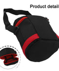 Rugged Heavy Duty Telescope Equipment Storage Bag with Protective Padding, Oxford Cloth, red accents, and strap shown in detail view.