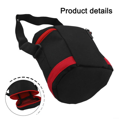 Rugged Heavy Duty Telescope Equipment Storage Bag with Protective Padding, Oxford Cloth, red accents, and strap shown in detail view.