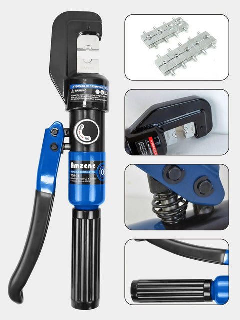 Heavy Duty Hydraulic Crimping Tool And Cable Cutter Set 10 Ton Power Crimper With 12 AWG To 2/0 AWG Range Includes 9 Die Pairs
